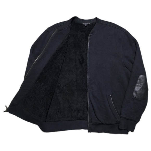 John Varvatos Jacket Mens XL Thermal Waffle Knit Sherpa Lined Zip Up Bomber